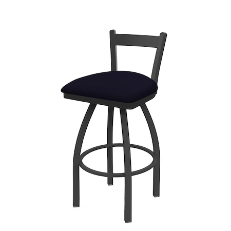 Holland Bar Stool Co 30" Low Back Swivel Bar Stool, Pewter Finish, Canter Twilight Seat 82130PW002